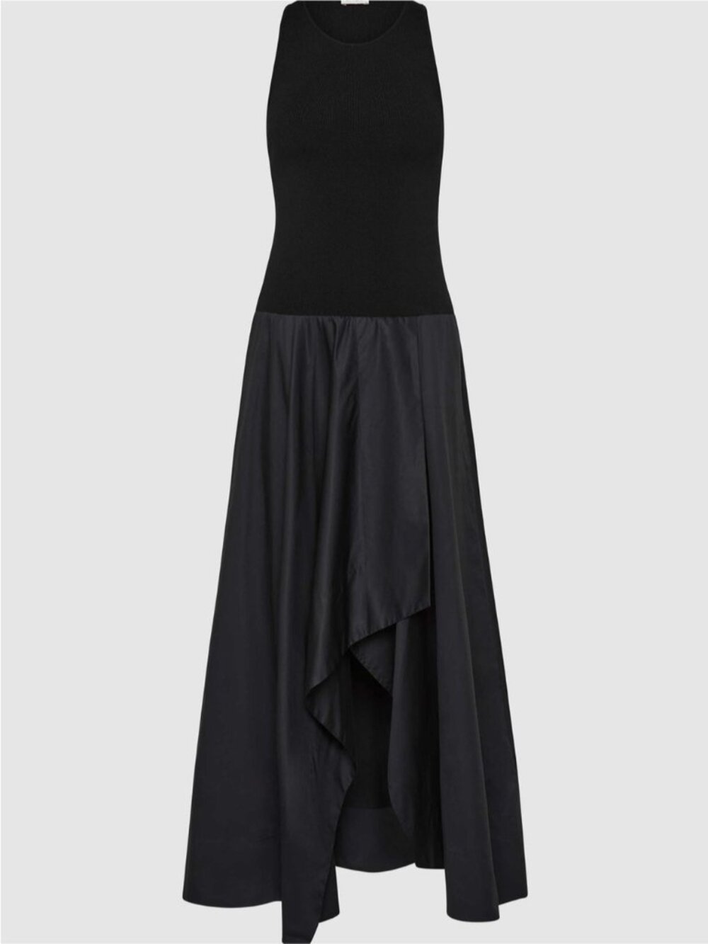 St. Agni Knit Bodice Asymm Dress Poplin Cotton - Black | US XS - Picture 6 of 13